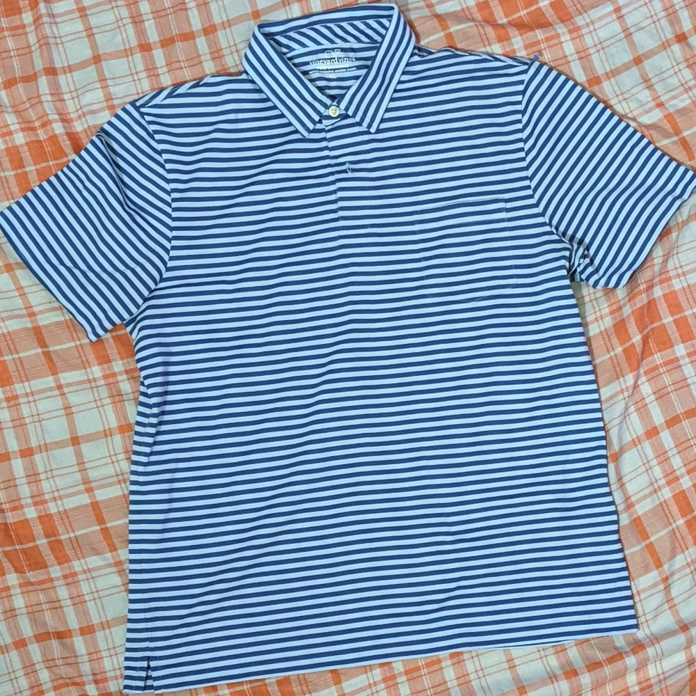 Vineyard Vines Blue Striped Performance Polo